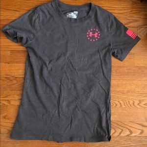 Under armor Gray and hot pink wounded warrior T